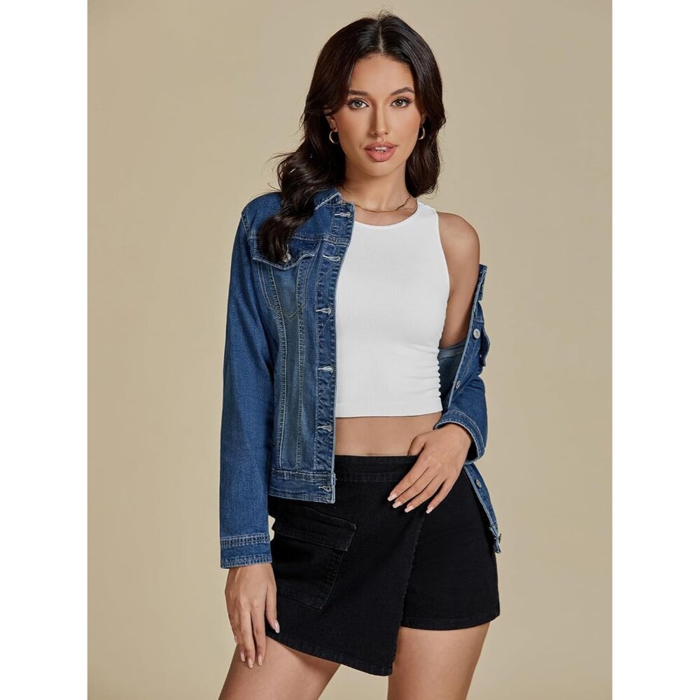 Women's Basic Button Down Stretch Fitted Long Sle… - image 8